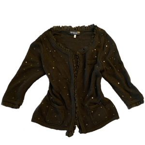 sequined & ruffled cardigan size m